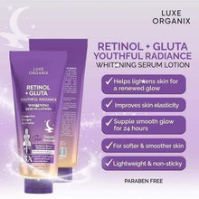 Load image into Gallery viewer, LUXE ORGANIX Retinol + Gluta Whitening Serum Lotion 350ml ( Purple )