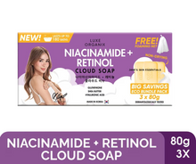 Load image into Gallery viewer, LUXE ORGANIX Niacinamide + Retinol Cloud Soap 3x80g (Eco Bundle Pack)