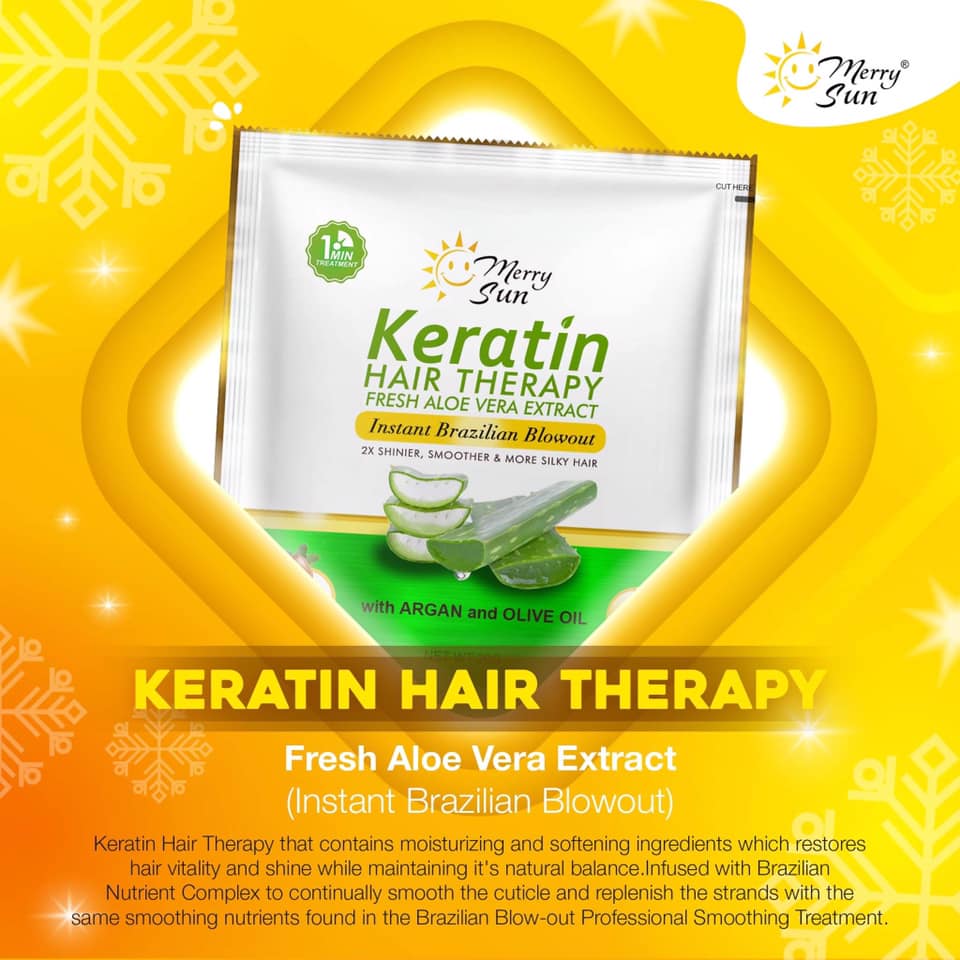12 Sachet Merry Sun Keratin Hair Therapy Fresh Aloe Vera Extract
