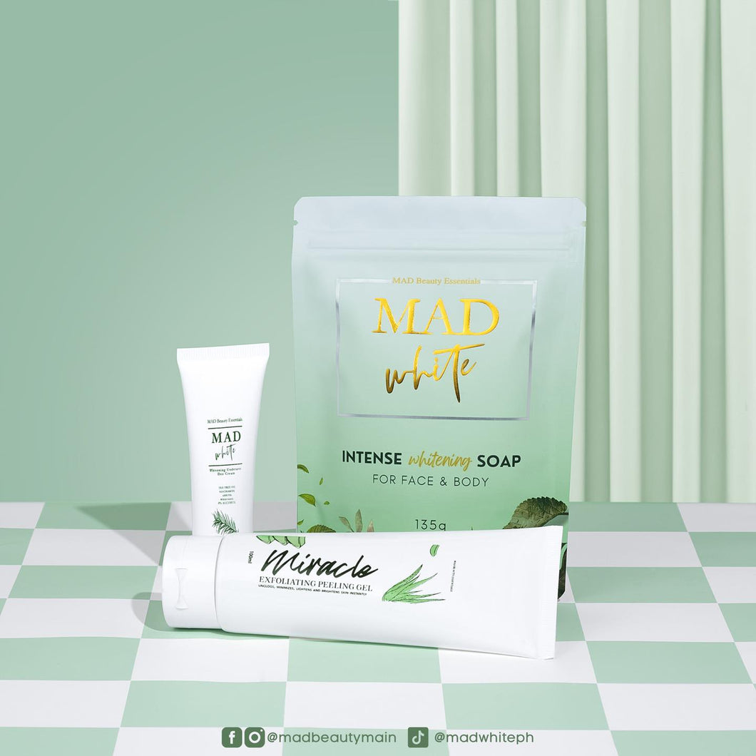 Mad White Beauty Trio - Whitening Soap, Exfoliating Gel, UA Cream