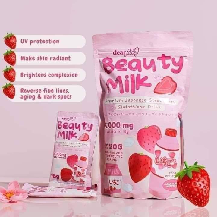 Beauty Milk Premium Japanese Strawberry Glutathione Drink 10 sachet