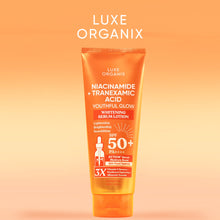 Load image into Gallery viewer, Luxe Organix Niacinamide + Tranexamic Acid Youthful Glow Serum Lotion with SPF 50 (200ml)
